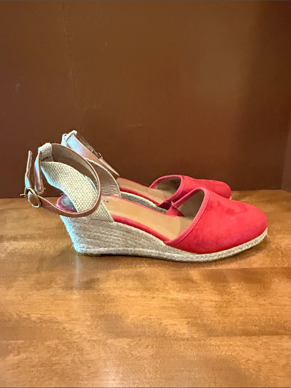 Style & Co. Coral Pink Espadrille Wedge Sandals with Ankle Strap